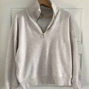 Athleta Cozy Karma 1/4 Zip Pullover-Cream